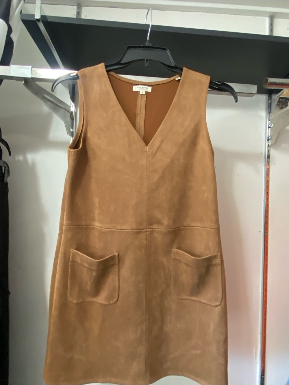 Max Studio Sleeveless V-Neck Pocket Dress in Camel